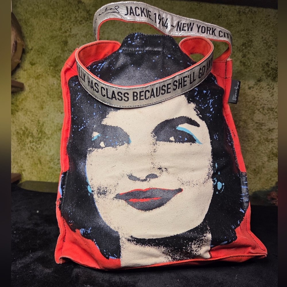 Vintage Loop x Andy Warhol Jackie O Red Canvas Tote Bag